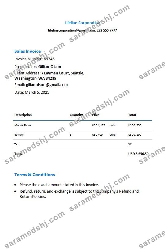 Free Sales Invoice Template